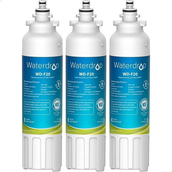 Waterdrop ADQ73613401 Replacement for LG®, ADQ73613402, ADQ73613408, ADQ75795104, Kenmore 9490, LSXS26326S, LMXC23746S, LSXS26366S, LSXS26386D, Refrigerator Water Filter, WD-F20, Pack of 3