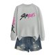 thumbnail image 3 of Pop cazadora para niña Demo-n Hunters Printed Anime Print Long-Sleeved Sweatshirt （Gray）, 3 of 4