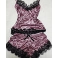 thumbnail image 3 of Conjunto de Pijama de satén de encaje para mujer, ropa de dormir Sexy, Tops sin mangas y pantalones cortos, conjuntos de 2 piezas, 3 of 4