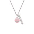 thumbnail image 2 of Delight Jewelry Silvertone Pink Tennis Ball with Clear Crystals Silvertone Be Strong and Courageous Bar Charm Necklace, 23", 2 of 4