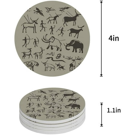 

KXMDXA Elephant Set of 8 Round Coaster for Drinks Absorbent Ceramic Stone Coasters Cup Mat with Cork Base for Home Kitchen Room Coffee Table Bar Decor