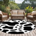 thumbnail image 5 of 5ft Round Rug, Black and White Non-Skid Rubber Backing Large Area Rugs - Living Room Bedroom Home Office, Farmhouse Cow Black White Indoor Floor Mat Carpets Washable Rug, 5 of 9