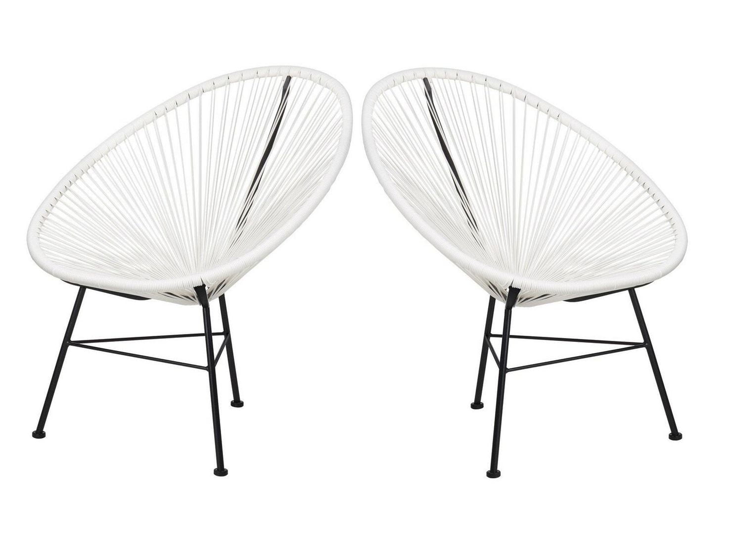 Plata Import Acapulco Chair in White, Wire Lounge Chair, Plastic Lounge Chair, Beach Lounge Chair, Indoor-Outdoor Lounge Chair, Patio Lounge Chair, Oval Lounge Chair - Set 2