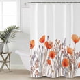 thumbnail image 5 of Minimalism Floral Shower Curtain, 60" x 72", Red Plant Watercolor White Background Waterproof Bathroom Curtain Washable Shower Curtain Set with 12 Hooks, 5 of 6