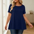 thumbnail image 4 of ClodeEU Plus Size Women's Round Neck Short Sleeve Tunic Top,Casual Loose A Line Flared Hem Solid Swing Blouse ,Women's Plus XXXXXL, 4 of 6