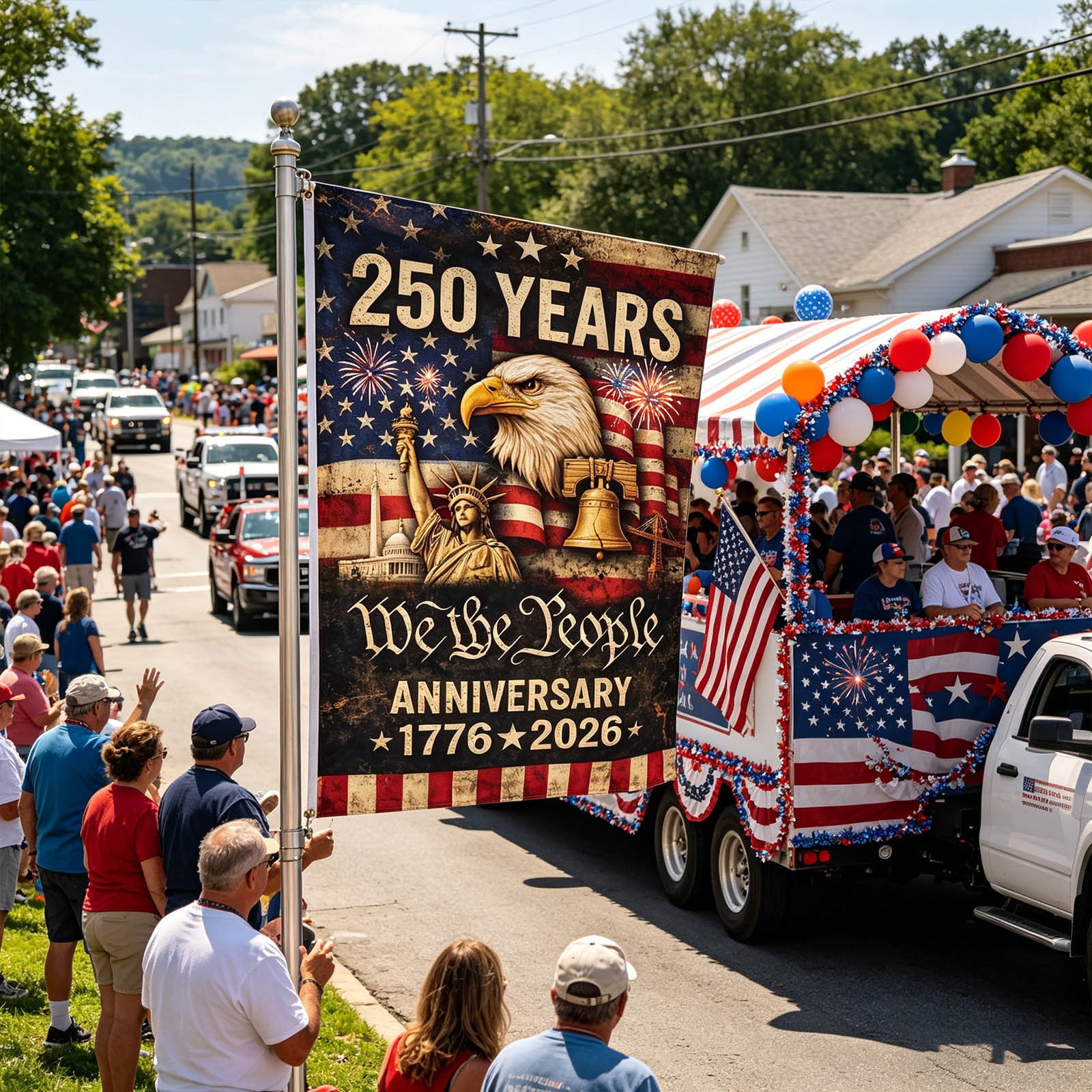 Win s Way USA 250th Anniversary Flag, Double Sided Outdoor Patriotic Decor, 12x18