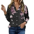 thumbnail image 4 of Aueoeo Women Printed Shirts Button Up Laple Collar Shirts Dressy Long Sleeve Blouse Business Casual Work Tops, 4 of 5