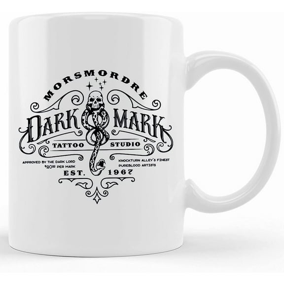 Morsmordre Dark Mark Tattoo Studio Coffee Mug, Wizard World Coffee Cup, Wizarding World Gifts, Ceramic Novelty Coffee Mug, Tea Cup, Gift Present For Birthday, Christmas Thanksgiving Fest