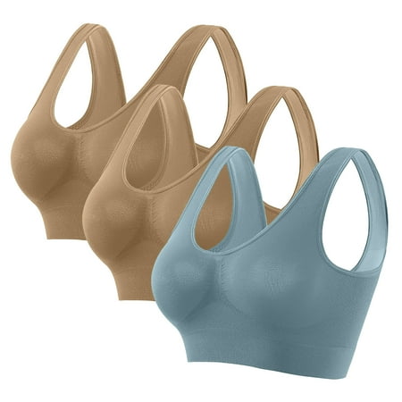 UPPADA 3 Pack Sports Bras for Women Wirefree Mesh Breathable Underwear Push Up Bra Plus Size Everyday Comfy Bras Sleep Bralettes Bras Ladies Bras Clearance Sale XXL