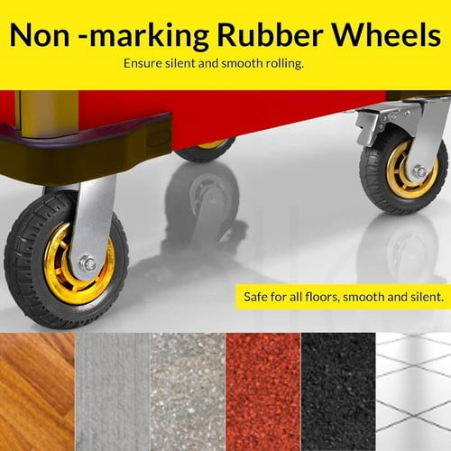 6" Heavy Duty Swivel Casters (4-Pack) - Rubber Wheels w/Mounting Plate