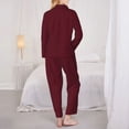 thumbnail image 3 of Pajama Sets for Women 2 Pcs, Maroon Button Down Long Sleeve Sleepwear Lounge PJ Sets, 3 of 6