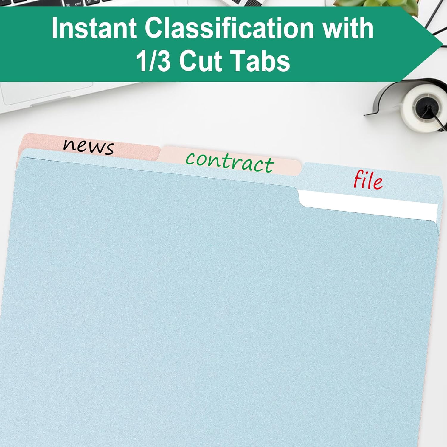 18 Pack Blue File Folders 8.5 x 11 Inch,1/3 Cut Tab Colored Two Tone File Folders Letter Size,Office Folders for Document
