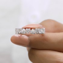 Jewelegant Heart Shape Moissanite Diamond Wedding Band for Women - 2.2 Ct Moissanite Diamond Wedding Ring - Half Eternity Wedding Anniversary Gifts for Her