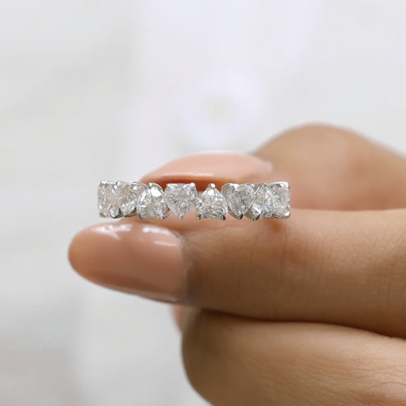 Jewelegant Heart Shape Moissanite Diamond Wedding Band for Women - 2.2 Ct Moissanite Diamond Wedding Ring - Half Eternity Wedding Anniversary Gifts for Her