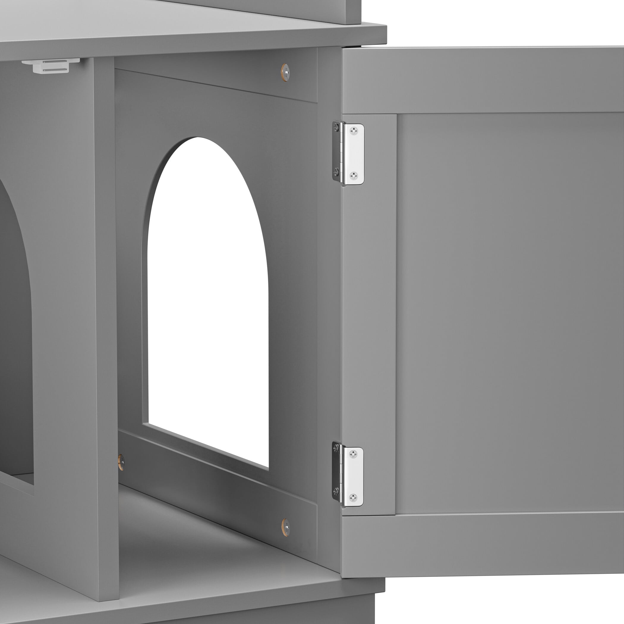 ZENY Double Door Hidden Cat Litter Box Enclosure Storage Cabinet MDF Frame Cat House, Gray