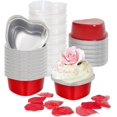 thumbnail image 1 of nipocaio 50 Pcs Moules à Cupcakes avec Couvercles Moules à Crème Brûlée en Aluminium Jetables Rouges, 1 of 5
