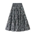 thumbnail image 3 of qolati Women's High Waist A-Line Skirts Causal Elastic Waistband Floral Boho Skirt Trendy Layered Ruffle Flowy Party Midi Skirt, 3 of 7