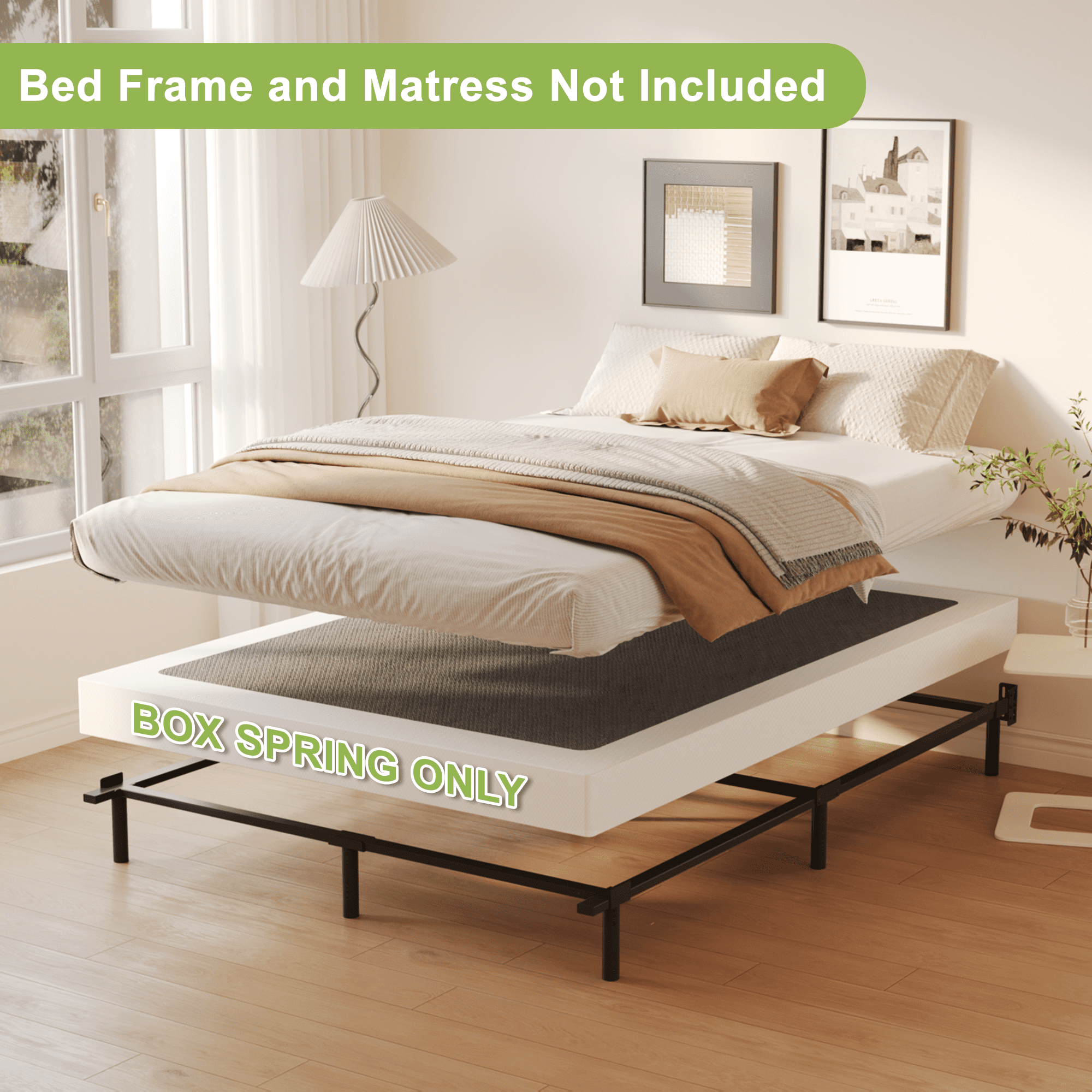 Napcenter 5 inch Full Size Box Spring, Mattress Foundation, Heavy Duty Metal, Included Fabric Cover, Noise Free, Easy Assembly