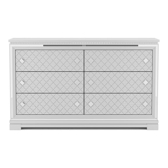 Furniture of America Gelmore Adult Glam 6-Drawer Dresser, Silver