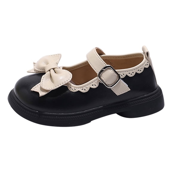 Otqutp Toddler Comfortable Shoes Girls Dress Shoes Cute Bow Mary Jane Shoes Ballerina with Satin Ankle Tie for Wedding Birthday Party 1 to 12 Years