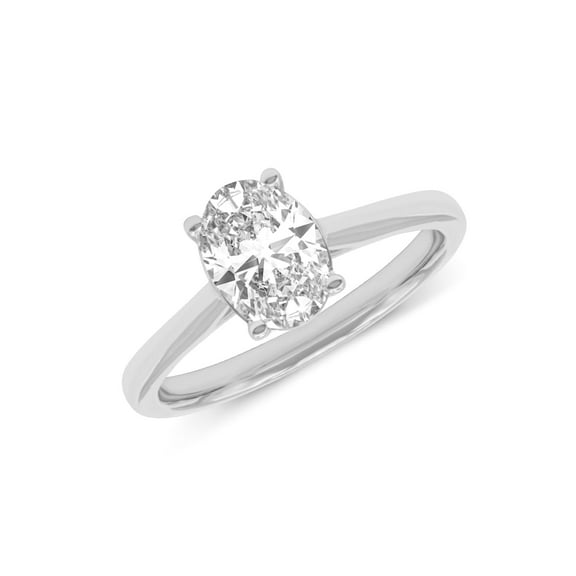 14K White Gold Oval Lab Grown Diamond Cathedral Solitaire Engagement Ring - 1 Carat (Ring Size: 4.5)