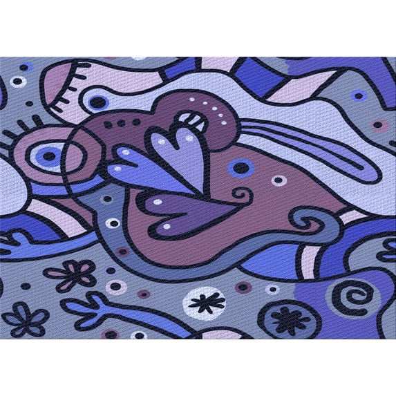 Ahgly Company Indoor Rectangle Patterned Blue Whale Blue Area Rugs, 5' x 7'