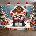 thumbnail image 2 of Decorative Design Happy Holidays Banner Penguin Festive Penguins Holiday Background for Christmas Party Indoor Outdoor Celebration, 2 of 9