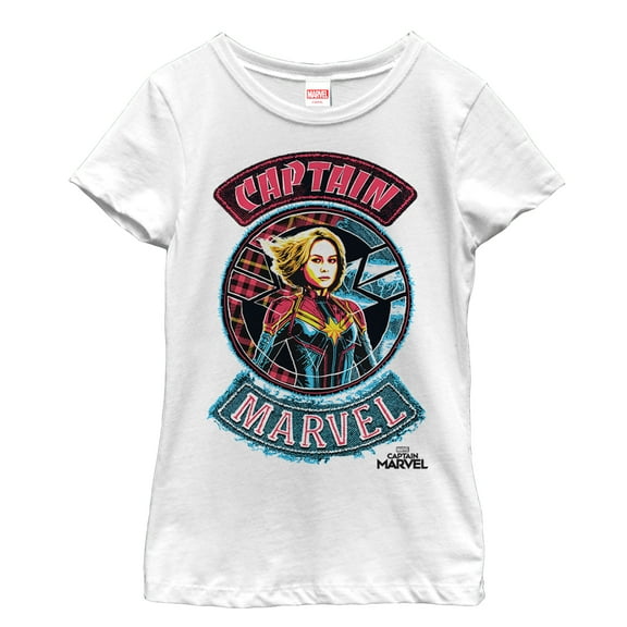 Girl's Marvel Captain Marvel Hero Patch  Graphic Tee White X Small