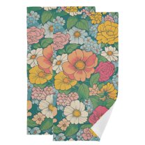 Yayeee Hand Towels for Bathroom Set of 2 Quick Dry Super Absorbent Soft Hand Shower Towels, 28" x 14", Floral Pattern