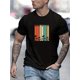 thumbnail image 1 of Coconut Palm Print T-shirt, Men's Casual Street Style Stretch Round Neck Tee Shirt For Summer, 1 of 5