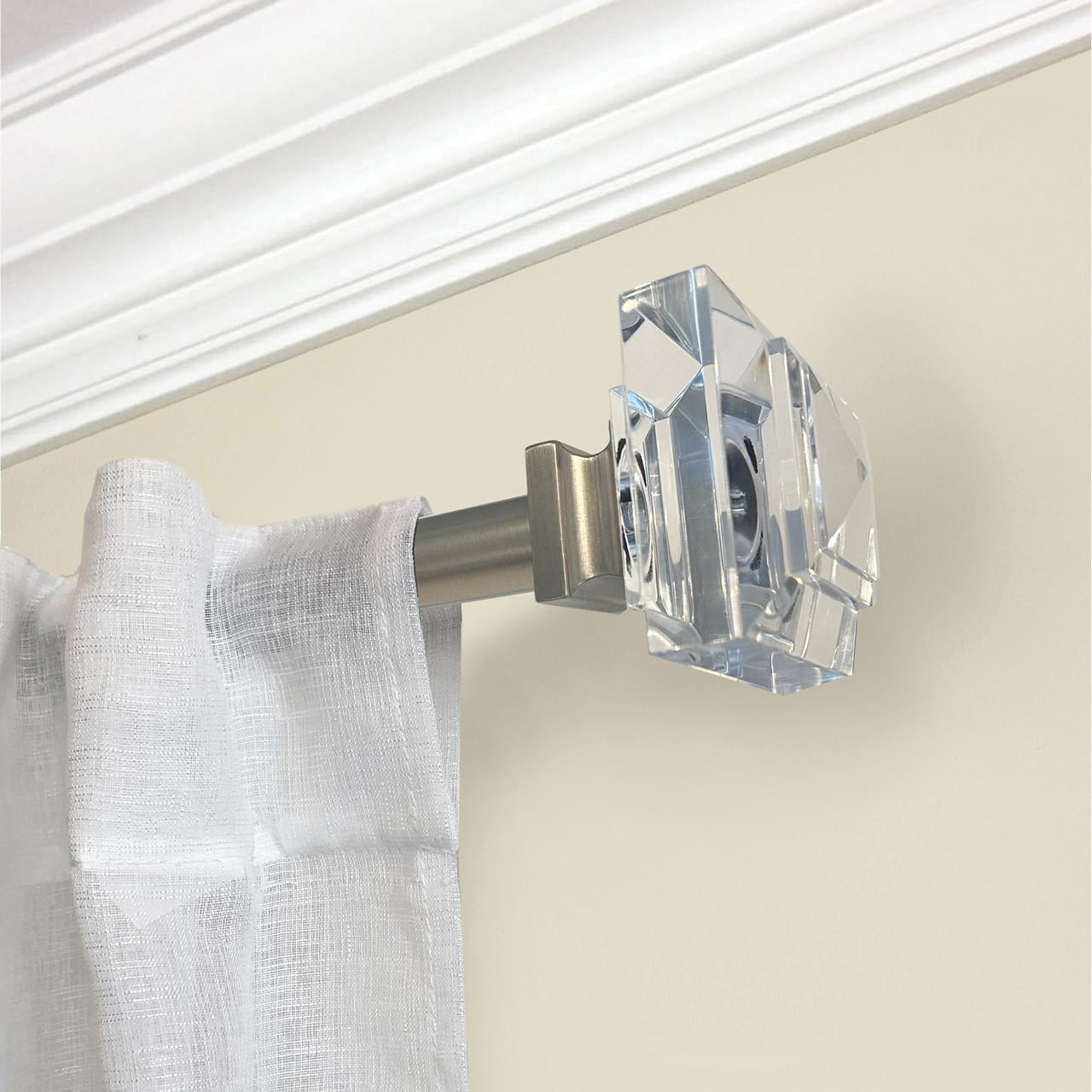 Mainstays Clear Square 3/4" Single Adjustable Curtain Rod, 30-84", Nickel