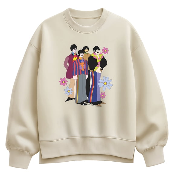 The Beatles - Retro Flowers - Women's Oversized Fleece Crew Sweatshirt