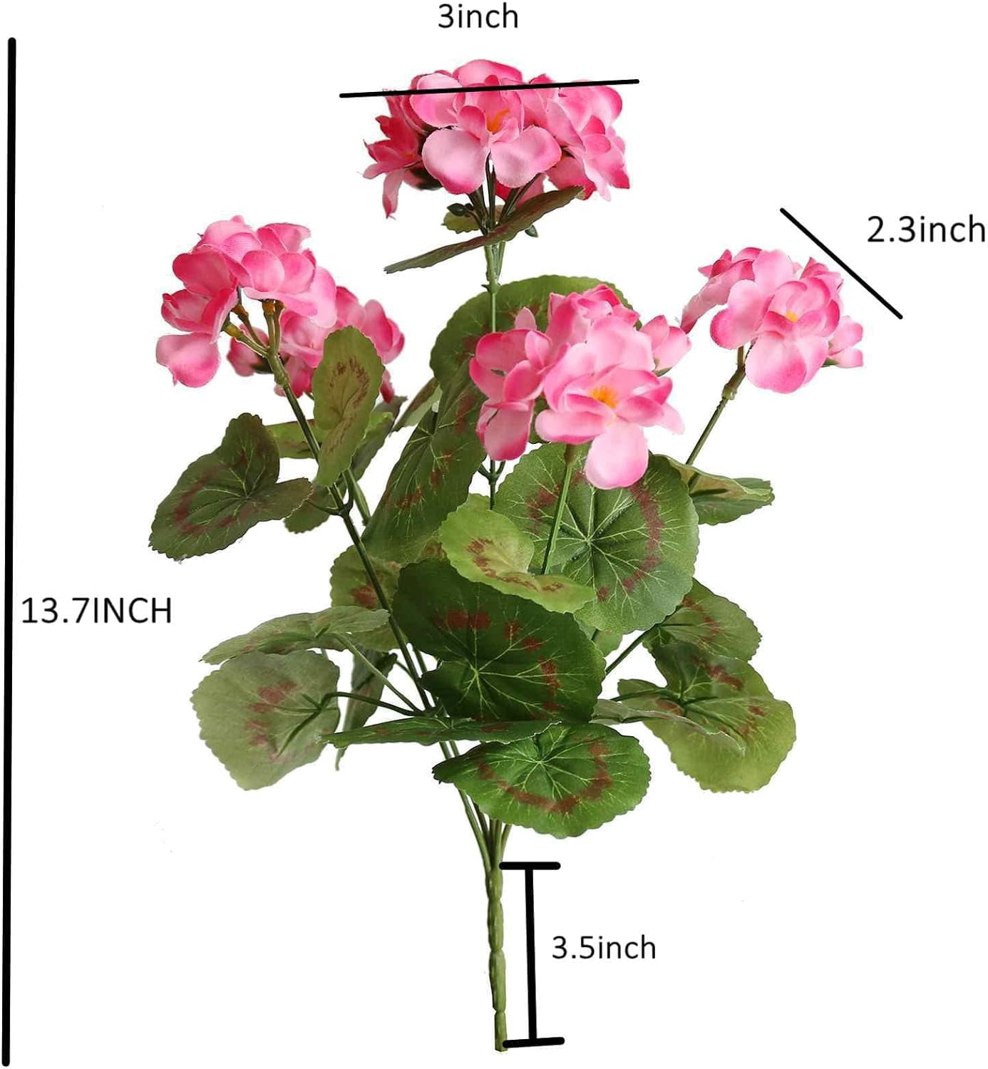 Artificial Flowers Geranium Bush Begonia Silk Flowers for Outdoor Indoor Artificial Plant Flowers for Patio Lawn Garden Decor (4PCS Red)