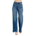 thumbnail image 2 of Judy Blue Full Size High Waist Tummy Control Chew Hem Destroy Wide Jeans Plus Size, 2 of 8