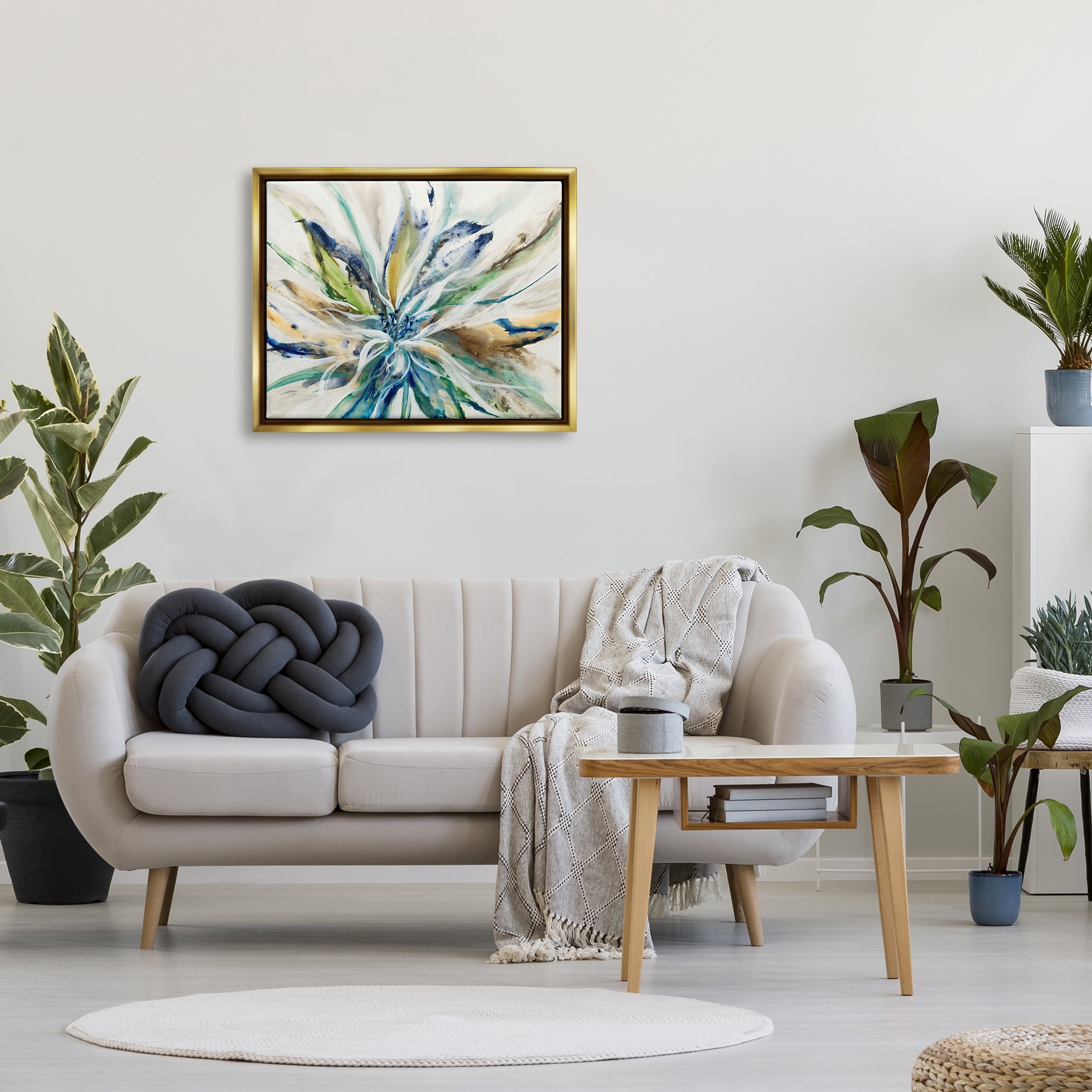 Stupell Industries Abstract Botanical Petals Botanical & Floral Painting Gold Floater Framed Art Print Wall Art, 31 x 25