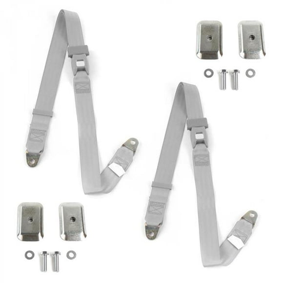 Triumph Spitfire 1962-1980 Standard 2 Point Gray & Grey Lap Bucket Seat Belt Kit with Bracketry - 2 Belts
