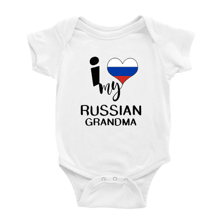 

I Heart My Russian Grandma Russia Love Flag Baby One-Pieces Baby Bodysuit (White 6-12 Months)