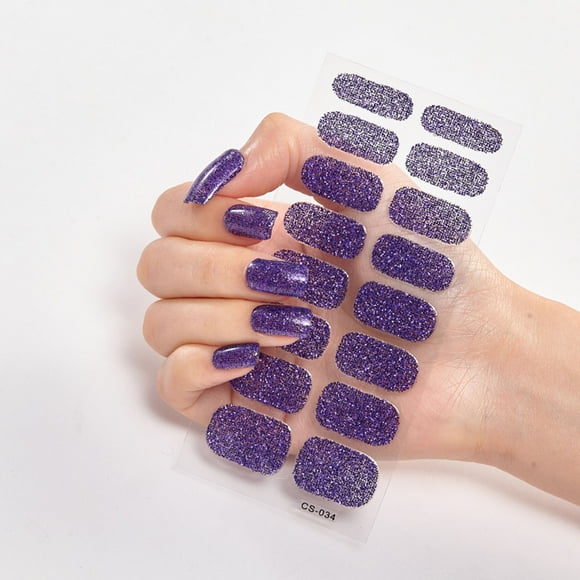 Pegatinas Nail Art | Paquete de 16 calcomanías de uñas brillantes autoadhesivas de color sólido para manicura de bricolaje, fácil aplicación, larga duración, uso versátil | Tamaño: 14x7.2cm