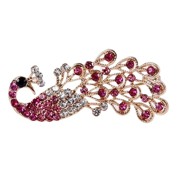 Ayyufe Brooch Pin Shiny Lovely Women Fashion Peacock Shape Collar Pin for Wedding