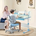 thumbnail image 4 of Gymax Ensemble de Chaises de Bureau de Bureau Réglable pour Enfants avec Étagère Bleue, 4 of 10
