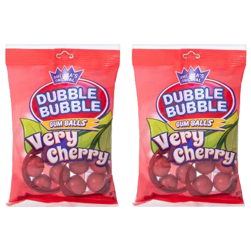 Dubble Bubble Very Cherry Flavored Gum Balls, 3.3 oz Bag, 2 Pack