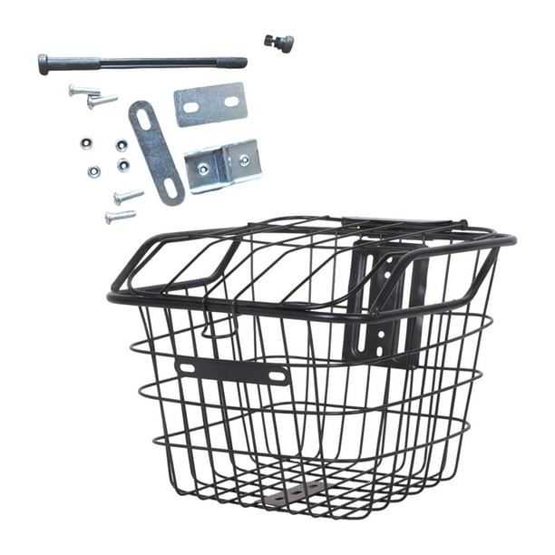 Cesta delantera y trasera de alambre de Metal para bicicleta con tapa, contenedor de carga, marco reforzado Universal para bicicleta de montaña