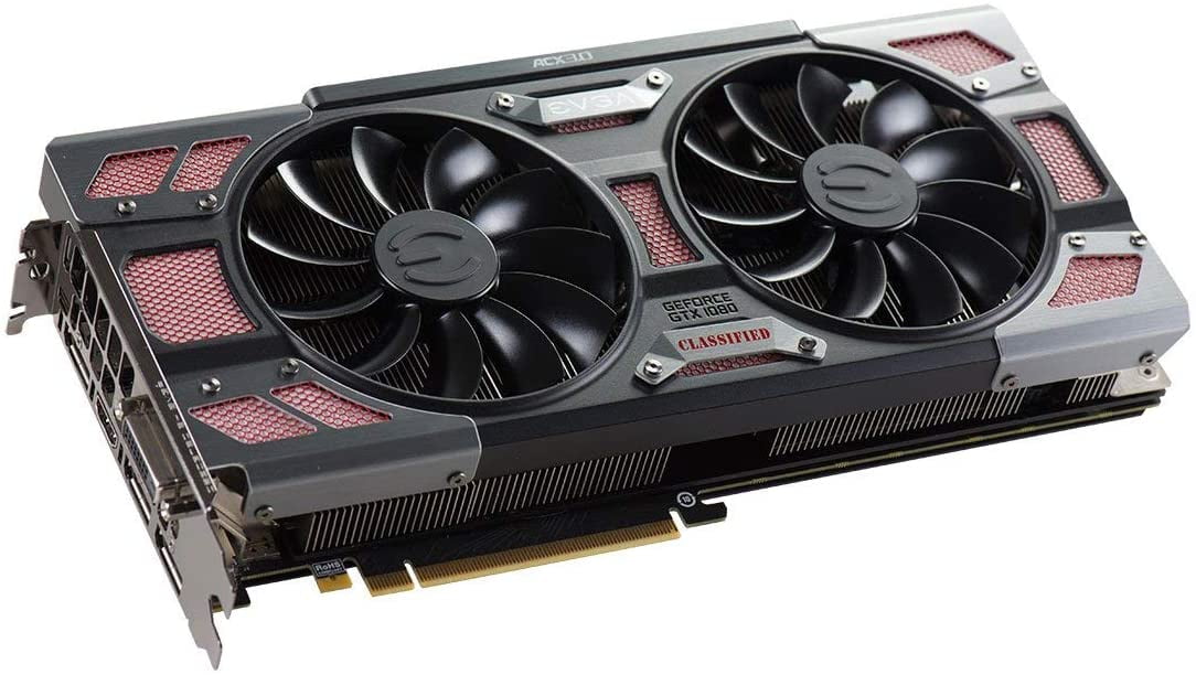 EVGA GeForce GTX 1080 CLASSIFIED GAMING ACX 3.0 8GB GDDR5X RGB LED 10 CM Fan 14 Power Phases Double BIOS DX12 OSD Support (PXOC) Video Graphics Card 08G-P4-6386-KR