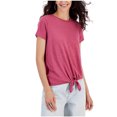 thumbnail image 1 of Hippie Rose Womens Tie Front Basic T-Shirt, Pink, Juniors, X-Small, 1 of 1