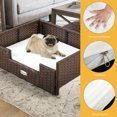 thumbnail image 4 of Dextrus Rattan Dog Bed with Beige Cushion, Indoor Outdoor Pet Bed for Small Medium Dogs and Cats,24.8''L*19.7''W*9.8''H,Brown, 4 of 5