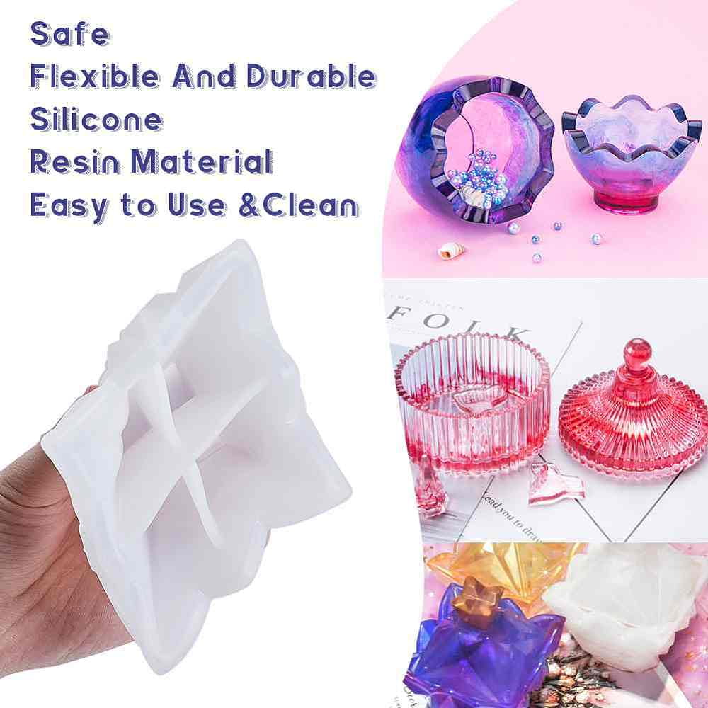 1 Set Silicone Storage Box Molds Resin Casting Molds For UV Resin Epoxy Resin Measuring Cup and Pipettes Dropper White 67x41mm 67x56mm