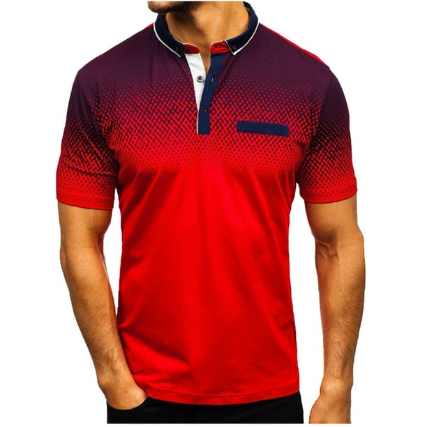 FITORON Mens Casual T-Shirts- Fashion Polo Shirts Gradient Pullover ...