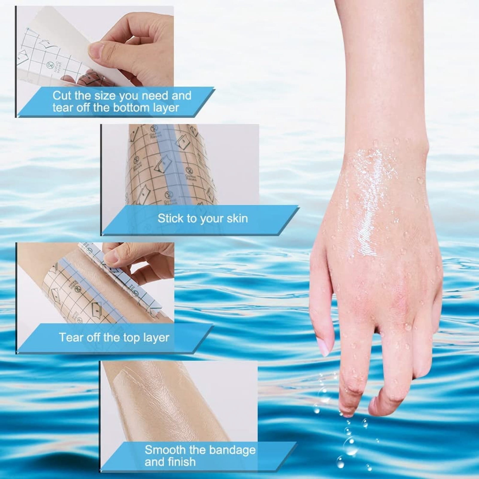 2 Rolls Tattoo Aftercare Bandage - Waterproof Transparent Second Skin Wrap for Tattoos, Stretch Adhesive Film for Swimming, Showering & Wound Healing (4" x 10FT Each Roll)