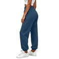 thumbnail image 4 of sdhkgrrt Women Plus Size Jogger Sweatpants Elastic Waist Casual Long Pants with Pockets Solid Active Lounge Travel Trousers Fall Fashion Outfits Winter Clothes, Navy M, 4 of 7