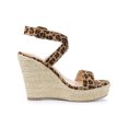 thumbnail image 3 of BLISSFUL STEP Women's Shoes Espadrille Wedge Slingback Crisscross Sandals Leopard 6, 3 of 8